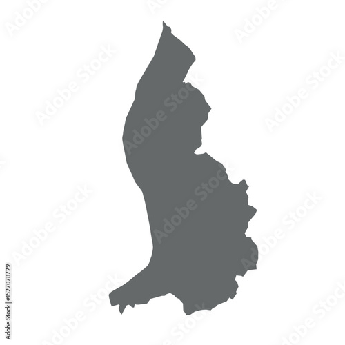 Map of Liechtenstein, sign silhouette. World Map Globe. Vector Illustration isolated on white background. Europe continent.