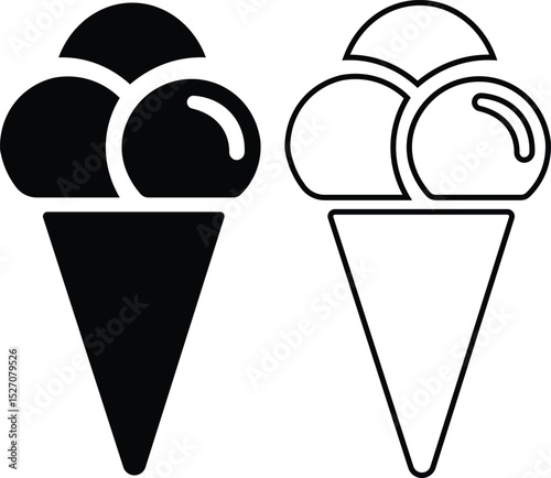 Set of ice cream black silhouette icons stock illustration set of Hard Scoop Ice Cream Cones & Cups Clipart. set of Ice Cream with Flavours in Cones & Cups Clipart Eps 10