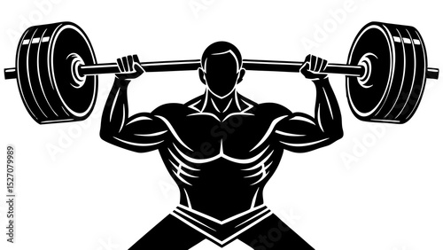 Silhouette of a bodybuilder lifting a barbell in a minimalist style  