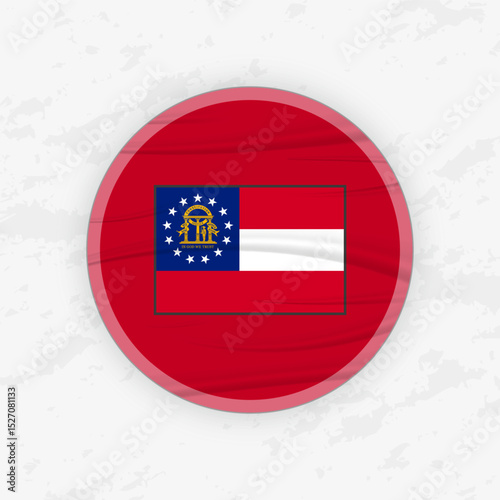 Georgian Flag in a Circular Emblem Design, Abstract Round Sticker Illustration.