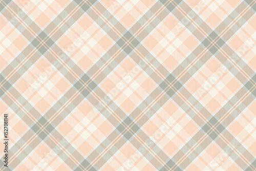 Elegant peach and grey plaid pattern. Seamless textile design ideal for fashion, home decor, or website backgrounds.  Subtle texture adds depth and sophistication.