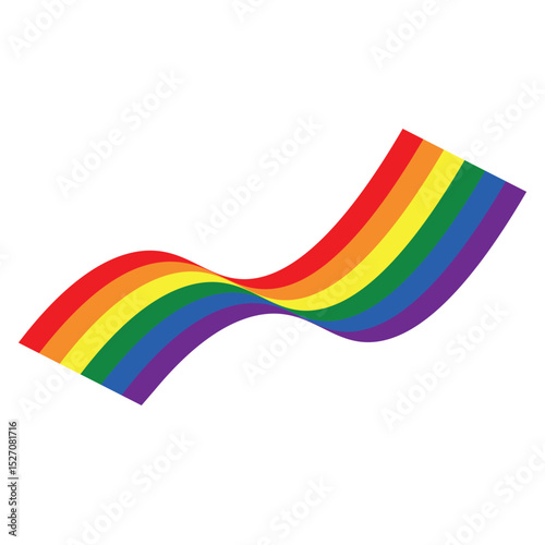 Flag LGBT ribbon icon, badge or button. Template design, vector illustration. Love wins. LGBT symbol in rainbow colors. Gay pride silk textile background.