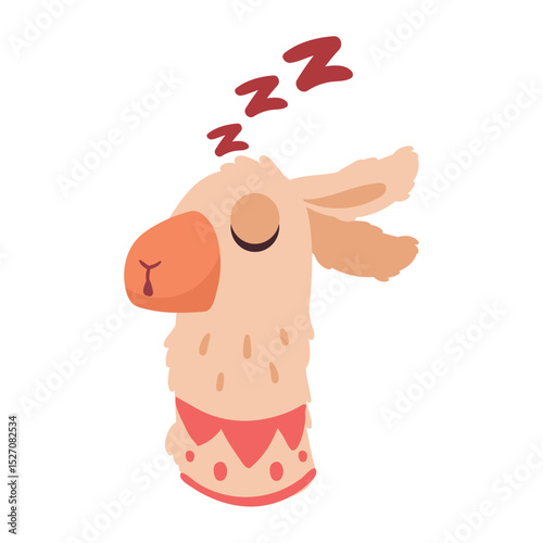 Sleeping Llama Cartoon Vector Illustration: Cute Dreamy Animal
