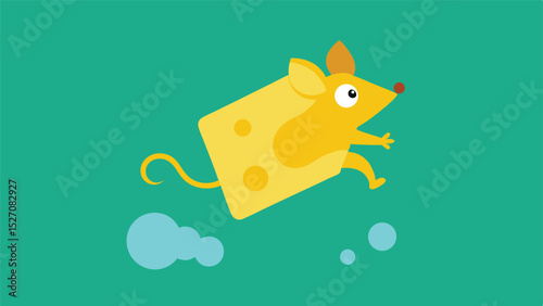 Cheerful cartoon mouse mascot with cheese transparent design for playful projects
