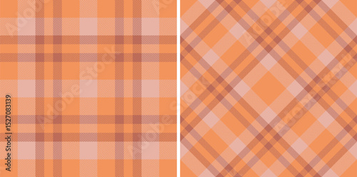 Two coordinating plaid patterns in warm orange tones. Perfect for textile designs, backgrounds, or adding a touch of cozy autumn flair.