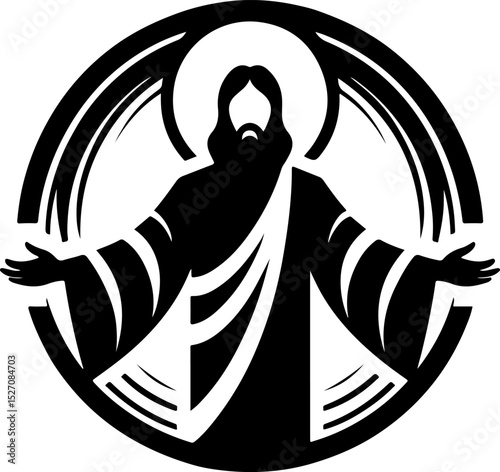 sketch vector illustration silhouette design icon logo symbol classic vintage savior descends to save mankind