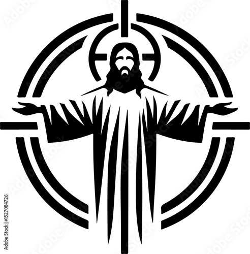 sketch vector illustration silhouette design icon logo symbol classic vintage savior descends to save mankind