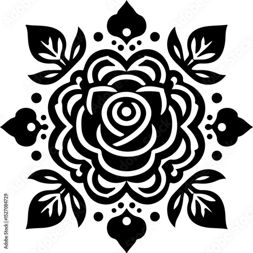 sketch vector illustration silhouette design icon symbol rose flower classic ethnic vintage