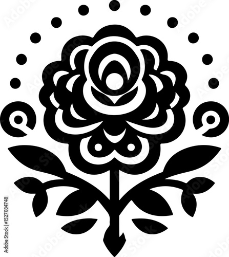 sketch vector illustration silhouette design icon symbol rose flower classic ethnic vintage