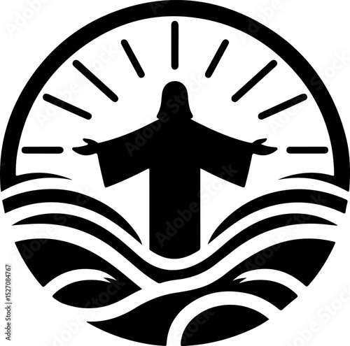 sketch vector illustration silhouette design icon logo symbol classic vintage savior descends to save mankind