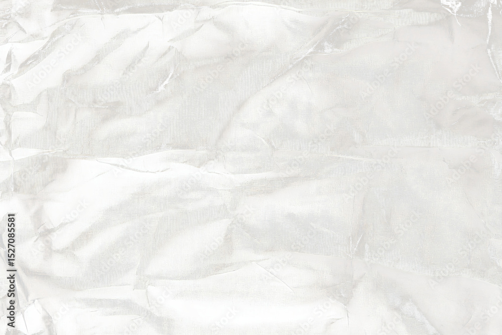 Fototapeta premium Transparant wrinkled plastic, white plastic or polyethylene bag texture, macro,no background