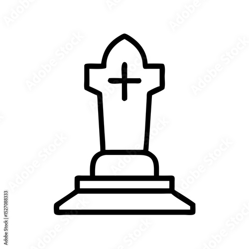 Monument with cross in simple line art design  