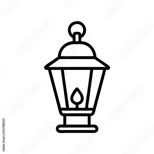 Vintage lantern illustration in minimalist line style  