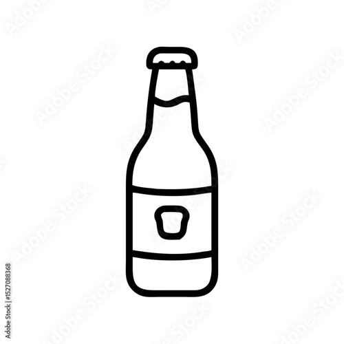 Outline illustration of a beer bottle with a label  