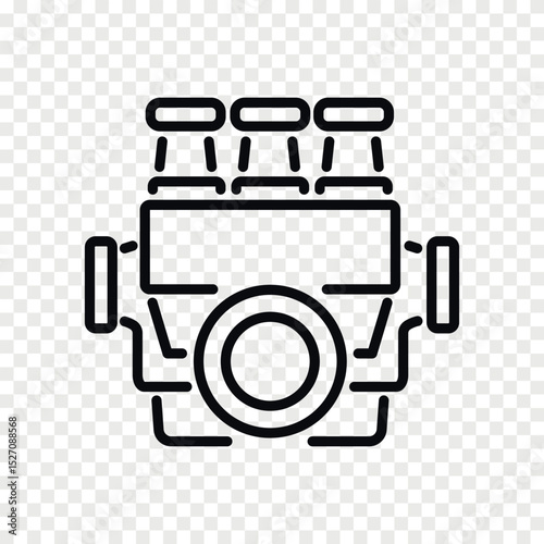Car engine. Eervice and auto repair line vector icon