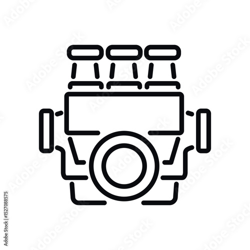 Car engine. Eervice and auto repair line vector icon