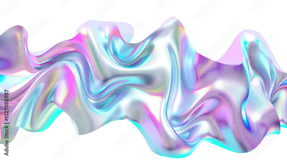 Fototapeta premium Iridescent Waves of Colorful Abstract Texture Flowing Against a Transparent Background