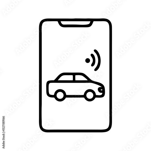 Illustration of smartphone displaying car with diagnosis app feature, icon, vector  