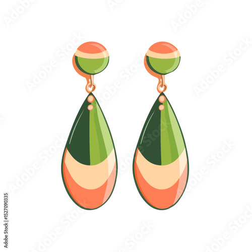 2D flat Dangle Earrings vector illustration, isolated on a white background.