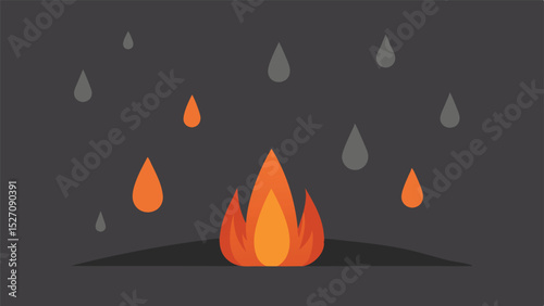 Illustration of a flame and raindrops symbolizing resilience in the face of adversity