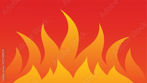Illustrative artistic fire flame design against a gradient red orange background