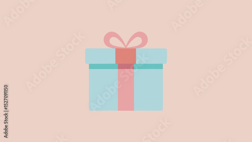 Minimalist gift box illustration with pastel colors perfect for celebrations and presents