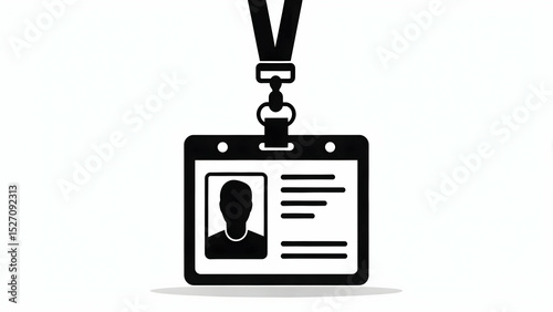 Black and White Id Badge with Lanyard for Identification and Security