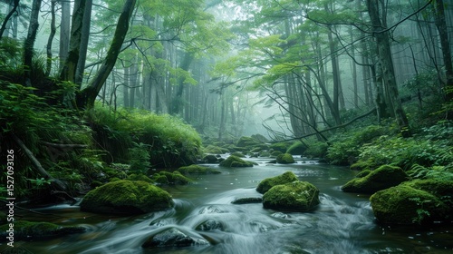 Beautiful waterfall landscape with scenic nature view