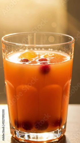 Wallpaper Mural Refreshing Fruit Juice Drink in Clear Glass with Citrus and Berries Torontodigital.ca