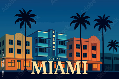 Miami Art Deco District at Dusk.eps
