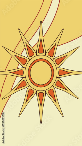 Retro sunburst design on a creamy yellow background with transparent features