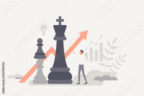 Strategic succession planning concept with a chess king and pawn metaphor. Business leadership development, career growth, and corporate hierarchy. Management strategy for success.