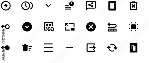 Black and white vector UI icon set for websites, featuring tanks, tow trucks, and rogues on isolated background, uniform size and clean design