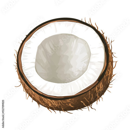 Coconut Slice illustration vector 2D flat, isolated on a white background.