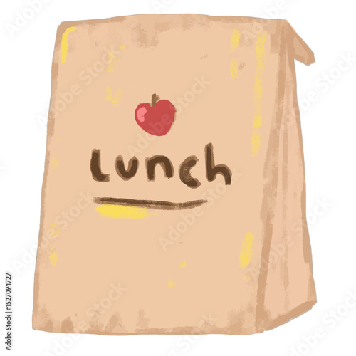 cute hand drawn rustic brown lunch paper box paper bag in pastel colors back to school campus meals travel travelling food carry go green eco clipart vector illustration