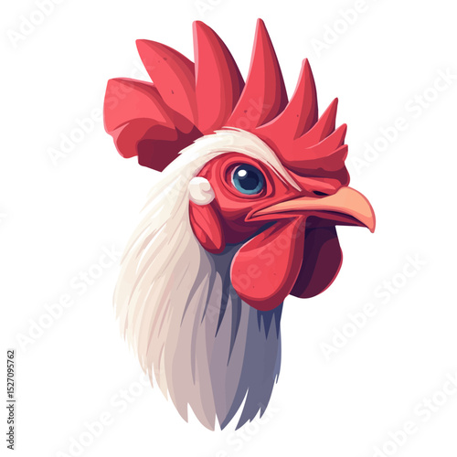 Chicken illustration vector 2D flat, isolated on a white background.