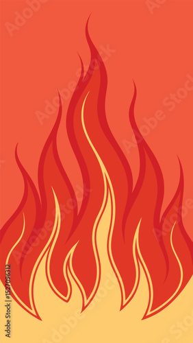 Stylized flames illustration with dynamic red and orange colors for creative designs