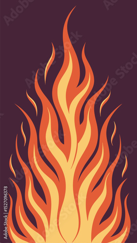 Stylized flames illustration with vibrant orange and yellow colors with transparency.