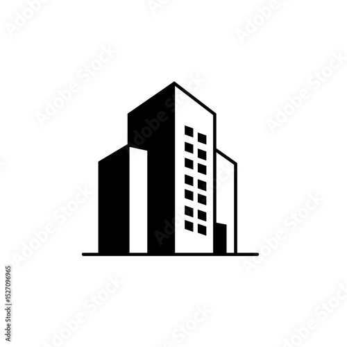 Modern office building in minimalist black and white design  
