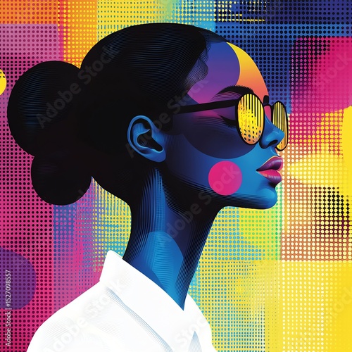 Imaginative Generative Illustration Combining Lifestyle Concept Art and Colorful Fashion Layers In Vibrant Background Print Style