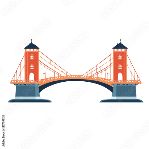 Bridges Connections 2D flat vector illustration, isolated on a white background.