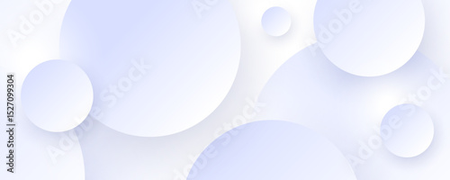 3D white abstract background overlap layer on bright space with cutout shape effect decoration. Modern graphic design element circles style concept for web banner, art, flyer, card, or brochure cover