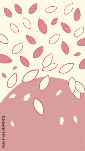 Abstract composition of floating leaves in soft pink and creamy white for designs