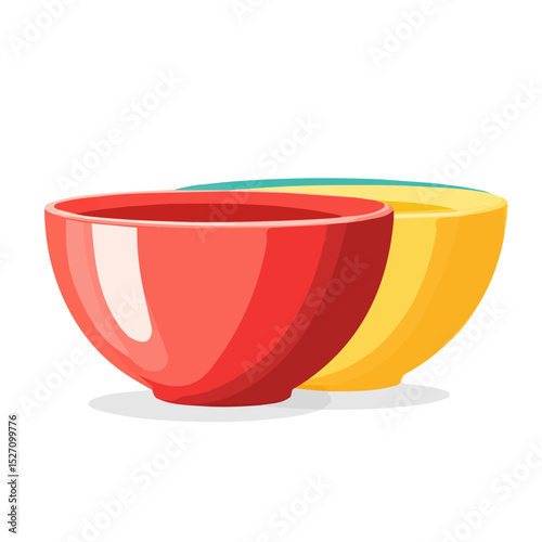 Bowls 2D flat vector illustration, isolated on a white background.