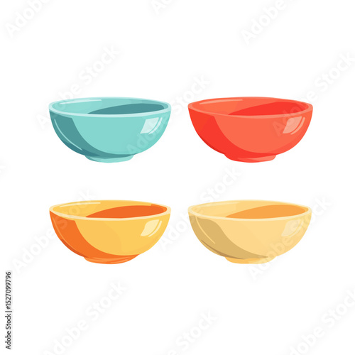 2D flat Bowls vector illustration, isolated on a white background.