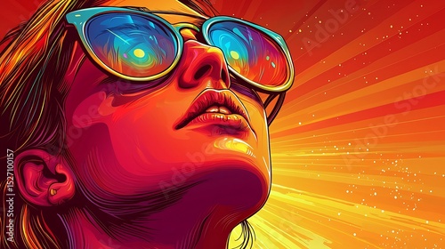 Portrait of Young Trendy Person With Imaginative Background Design Cool Abstract Graphics Hipster Aesthetic and Modern Lifestyle Tone