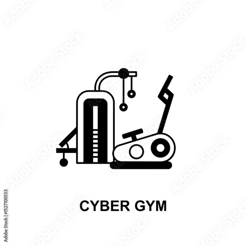 Fitness equipment in modern cyber gym in minimalist design  