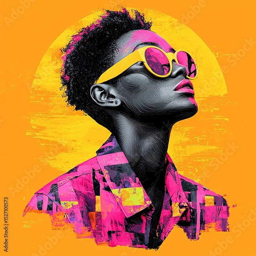 Stylish Art Layout With Funky Hipster Inspiration Blending Fashion Print Collage and Surreal Person Portrait Into a Vibrant Trendy Visual