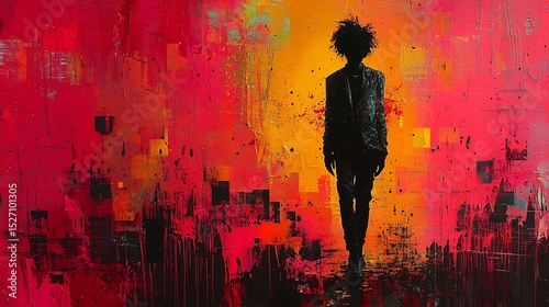 Surreal Collage Artwork With Layered Vintage Textures Grungy Surface Details Subtle Paint Splatter and Dynamic Colourful Background