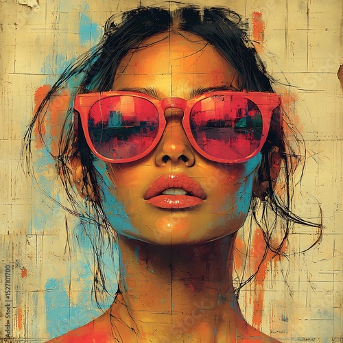 Surreal Lifestyle Illustration Featuring Vibrant Fashion Composition a Textured Background With Hipster Poster Style Collage and Artistic Flair
